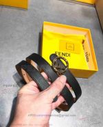 Perfect Fendi Belt Replica Online - Black Leather Yellow Gold Buckle